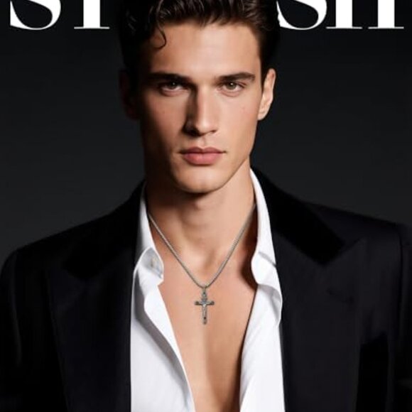 Brass Crucifix Cross Necklace, 1.8 Inch Pendant, Lobster Clasp - Picture 3 of 8